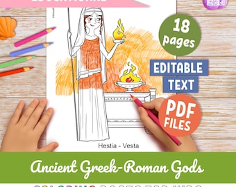 Antike griechische und römische Götter Malseiten für Kinder mit bearbeitbarem Text, Klassenzimmer und Hausschulaktivität, griechische Mythologie zum Downloaden
