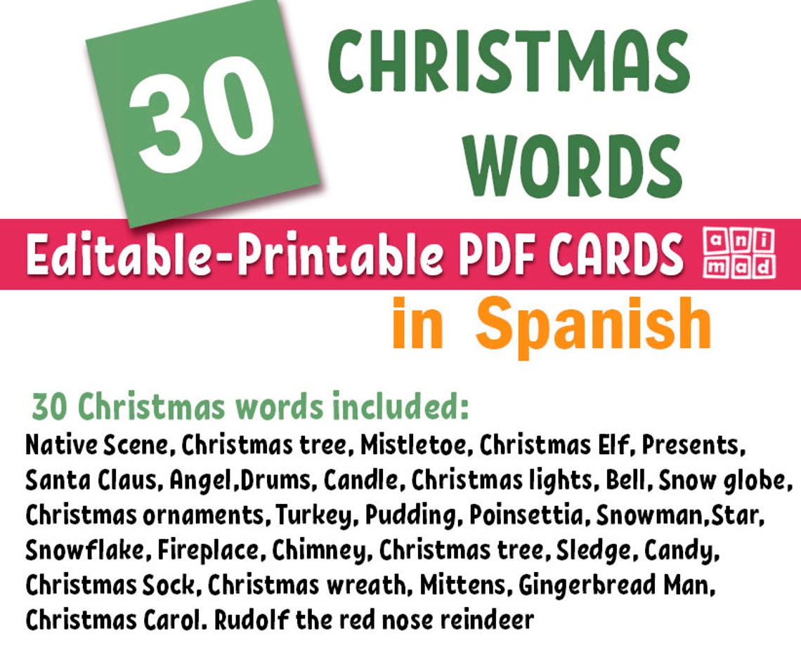 SPANISH for Kids CHRISTMAS Printable Cards Montessori - Etsy