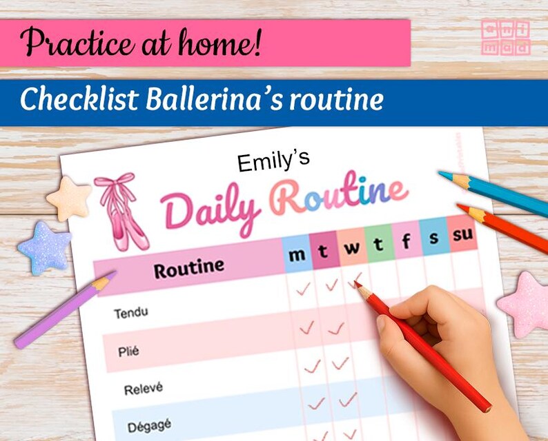 Editable Ballerina Daily Routine Chart: Ballet Dance Checklist for Kids ...