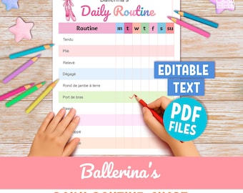 Editierbare Ballerina Routine Chart: Ballett Checkliste zum Üben für Kinder (PDF-Download)
