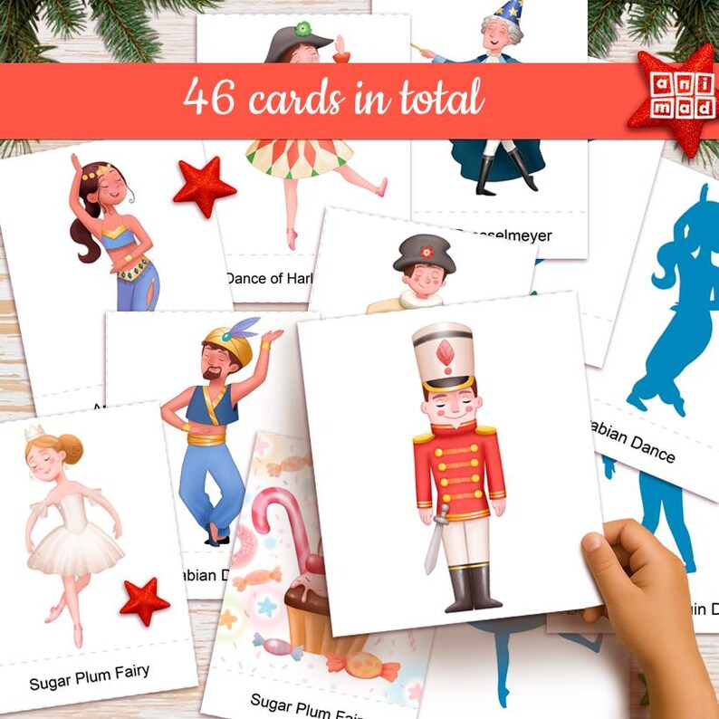 Nutcracker Ballet Flashcards for kids: 26 Montessori Christmas Activity Cards, ballet teachers, homeschool (PDF) image 3
