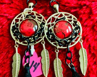 Gouden Dreamcatcher kwast oorbellen