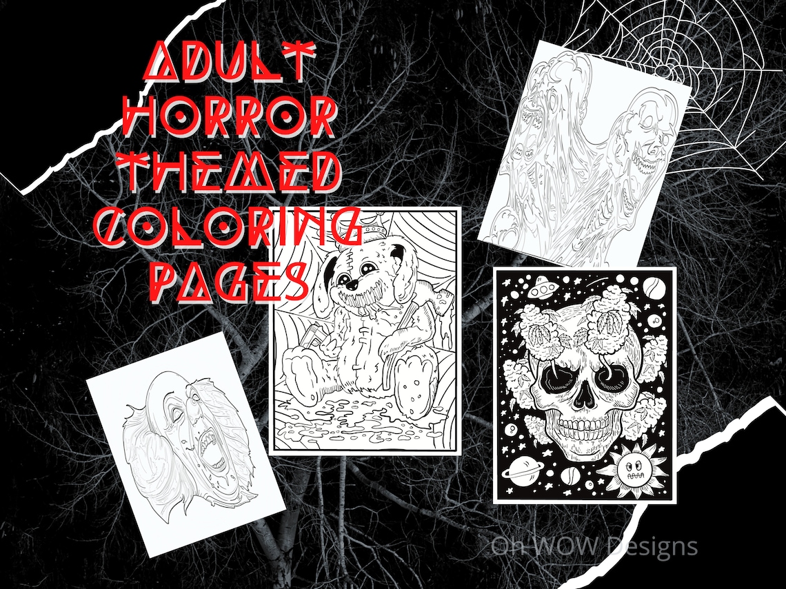 More Adult Horror Themed Coloring Pages - Etsy