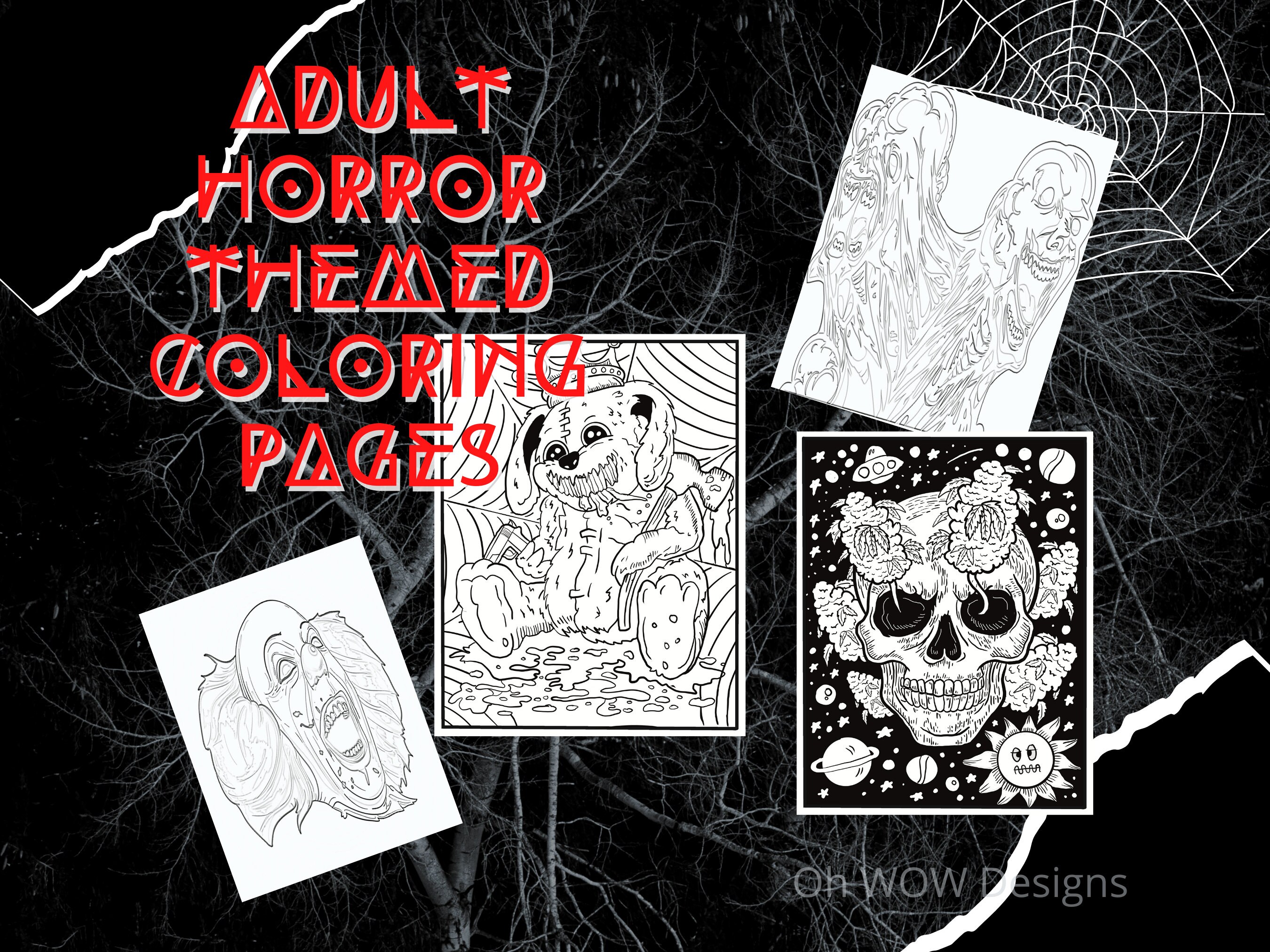 More Adult Horror Themed Coloring Pages - Etsy