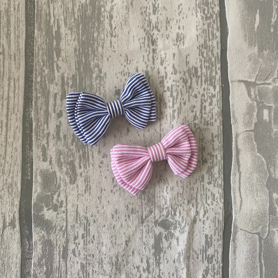 Set of 2 Baby Candy Stripe Bow Clips Etsy.de