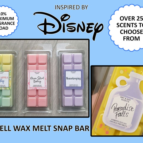 DISNEY inspired wax melt snap bar fragrance incense smell home decor refill UK highly scented burner essential oil minnie mickey DWF pixar