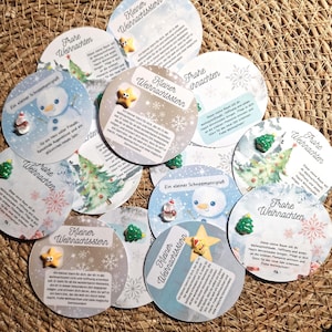 Weihnachtsglück-Taschenglück,Weihnachtsstern,Gastgeschenk, Neujahr, Wichteln, Silvester, Adventskalender, Festgrüße- Rund, 6cm