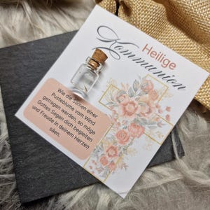 Kommunionsglück, Kommunion, Pusteblume im  Glas,  Gastgeschenk, Weihnachten, Neujahr, Wichteln, Glücksgeschenk, Katholisch, Kreuz, Apriko
