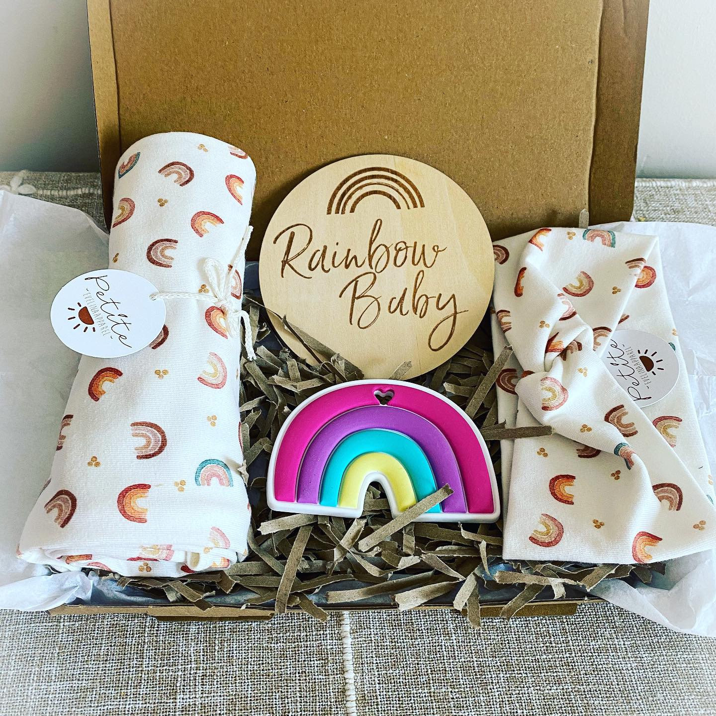 Unique baby gift// Rainbow baby gift set Newborn swaddle Etsy