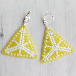 Citrus Slice Peyote Triangle Earrings Lemon image 2