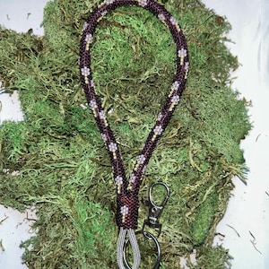 Lavender flower medicine Peyote Stitch Beaded wristlet Lanyard keychain