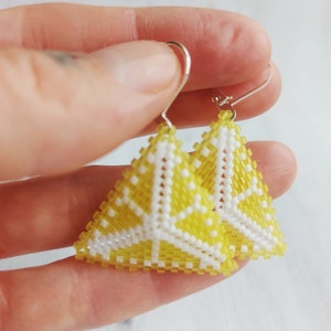 Citrus Slice Peyote Triangle Earrings Lemon image 1