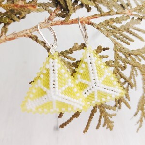 Citrus Slice Peyote Triangle Earrings Lemon image 3