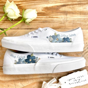 Bright Floral Vans Authentic Trainers | Hand Embroidered