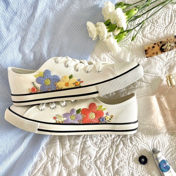 floral canvas pumps