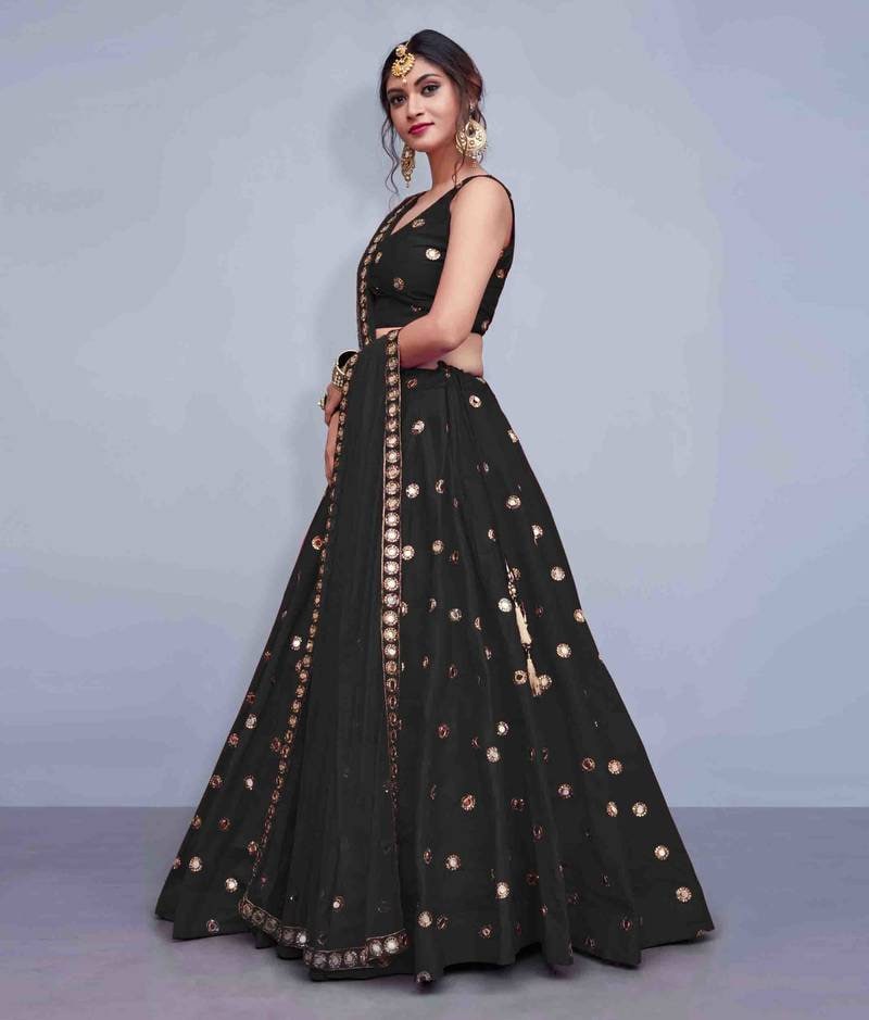 Wedding party wear Indian Designer Black Lehenga choli dupatta Etsy