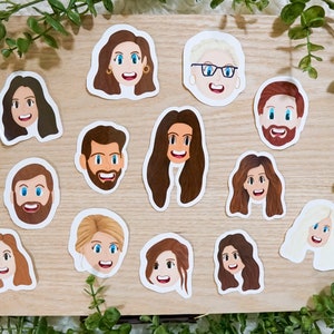 Autocollant personnalisé de portrait de dessin animé, cadeaux pour demoiselles d’honneur, colocataires, familles et amis, résistant aux intempéries