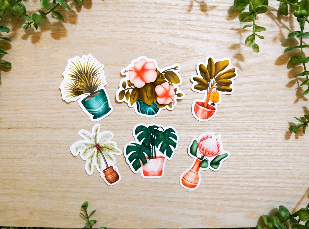 Tropical Plants Sticker Pack, 6 Stickers, Die-cut, Laptop Sticker ...