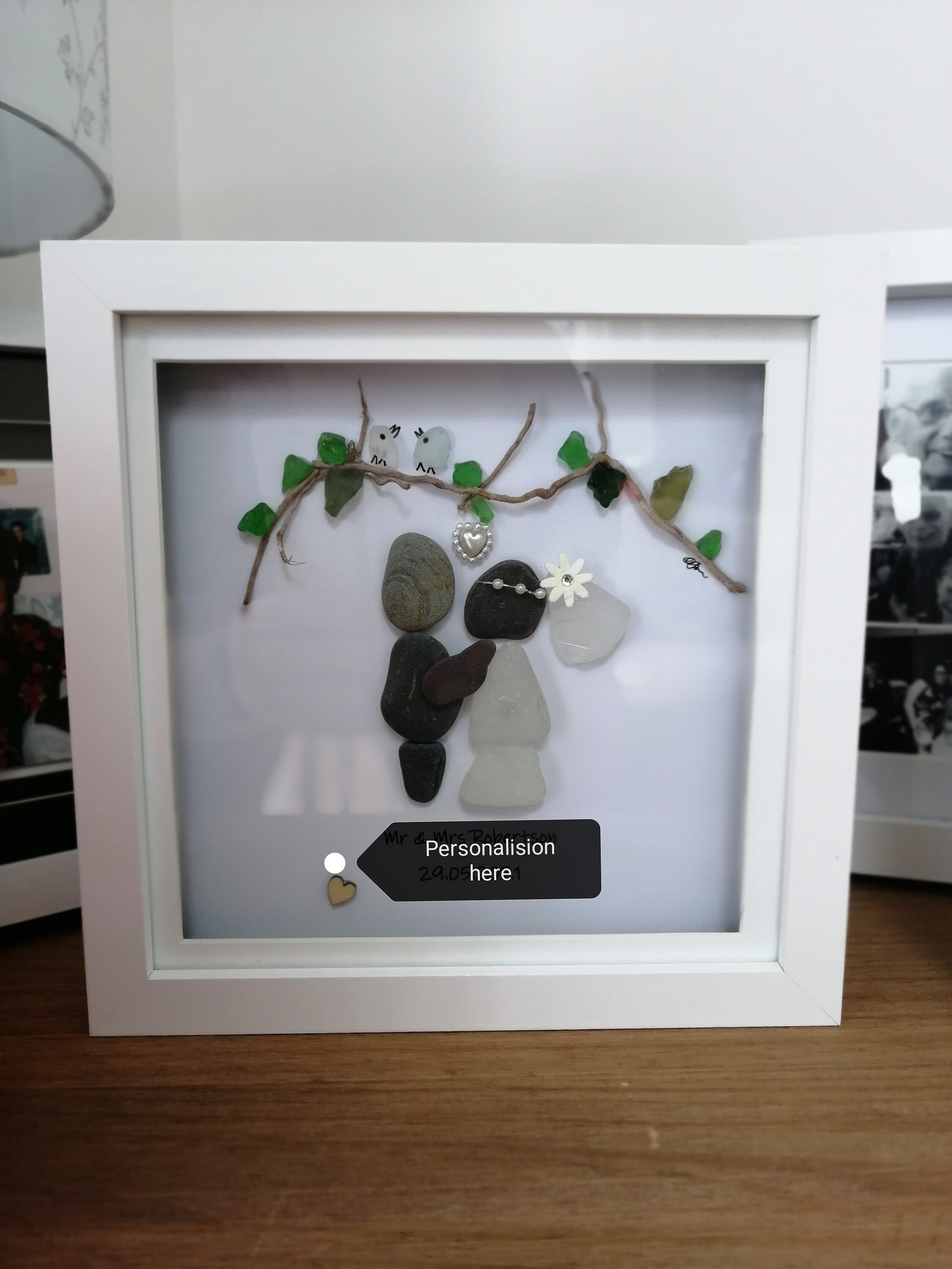 Wedding box frame gift pebble sea glass Etsy