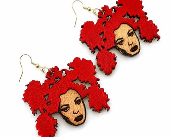Janet Jackson Inspired Together Again Wood Earrings