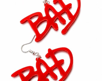 Red BAD Acrylic Earrings
