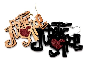 Poetic Justice Earrings | Laser Cut Wood or Black Acrylic | 90s Inspired Hip Hop Earrings