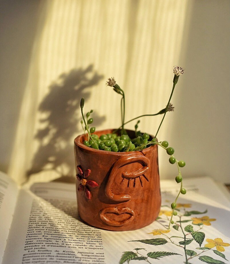 Cache Pot Abstrait en Argile