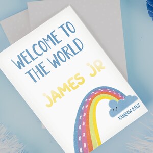 Regenbogen Baby, Regenbogen Karte, Regenbogen Baby Geschenk für Mama, IVF Baby, Geburtskarte, Regenbogen GroßkindKarte, personalisiert, Babyname, kleines Wunder