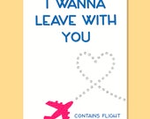 I wanna leave with you, flight tickets gift, holiday gift for anniversary, anniversary card, couple card idea, girfriend card, husband card