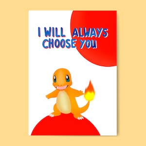 Pokemon Valentinstagskarte. I Will Always Choose You, Bulbasaur, Charmander, Squirtle, Pokemon Karte, Jubiläumskarte Pokémon Liebhaber, Liebe