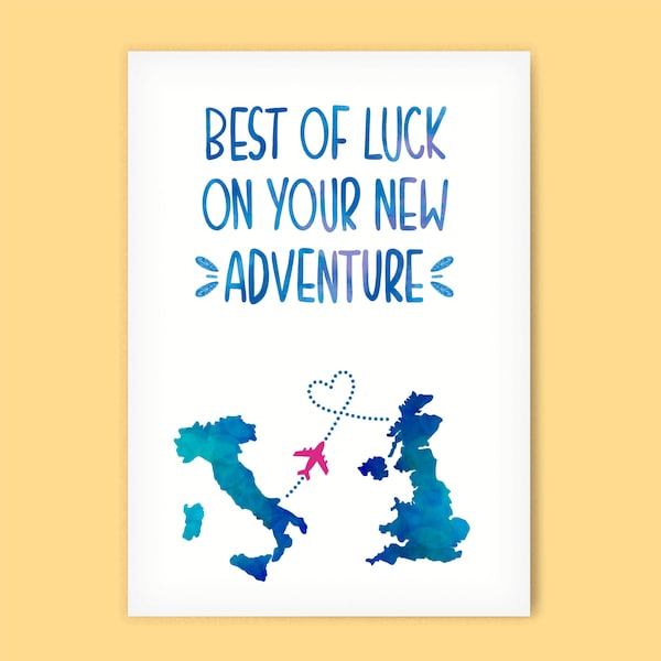 MOVING ABROAD card, your next adventure, best of luck, emigrate gift, expat life, long distance love, moving abroad, long distance maps