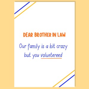 Cuñado, nuestra familia está un poco loca, pero usted voluntario, tarjeta de cuñado, cuñado regalo de hermana, cuñado idea de regalo