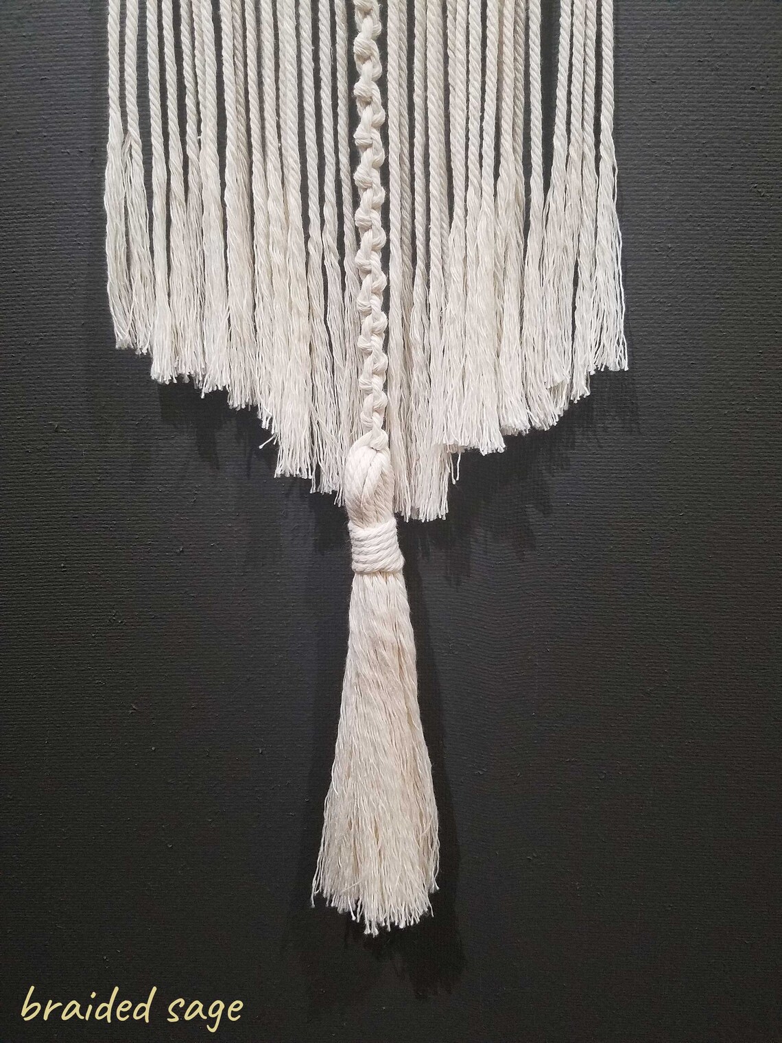 Long White Macrame Macrame Wall Hanging Boho Wall Decor Etsy
