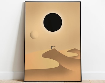 Dune Poster, Original Fan Art, Arrakis Desert Planet Sandworms, Spice Melange, Illustration Print