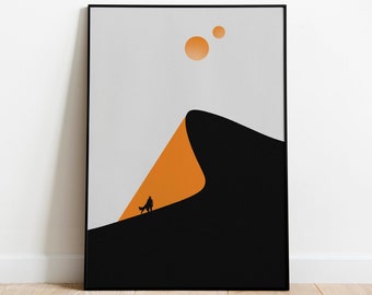 Dune Poster, Original Fan Art, Arrakis Desert Planet Sandworms, Spice Melange, Travel Print Wall Decor
