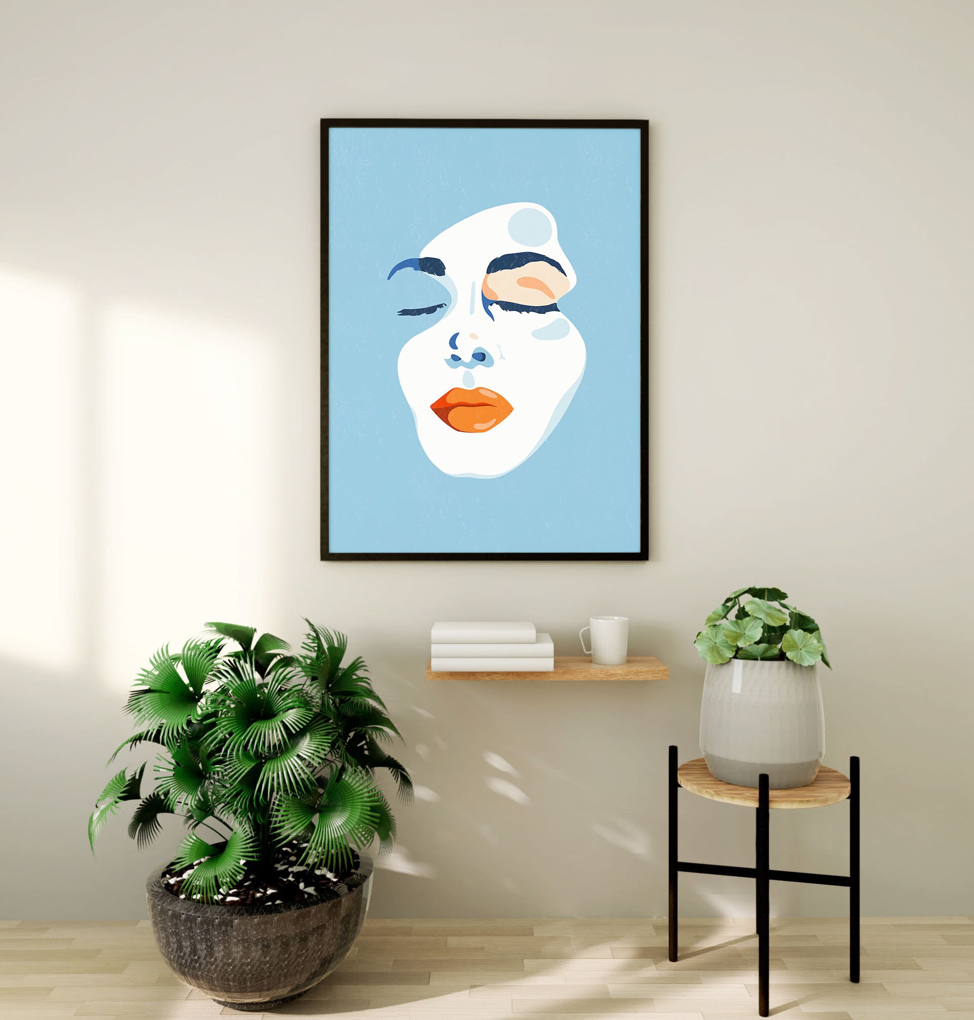 Modern Woman Wall Art Abstract Female Print Boho Girl Wall Etsy
