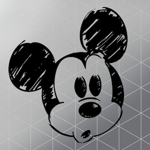 Mouse SVG, Mickey Sketch, SVG Print, Vector Files for Silhouette, Svg for Cricut, Png Esp Dfx