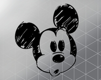 Mouse SVG, Mickey Sketch, SVG Print, Vector Files for Silhouette, Svg for Cricut, Png Esp Dfx