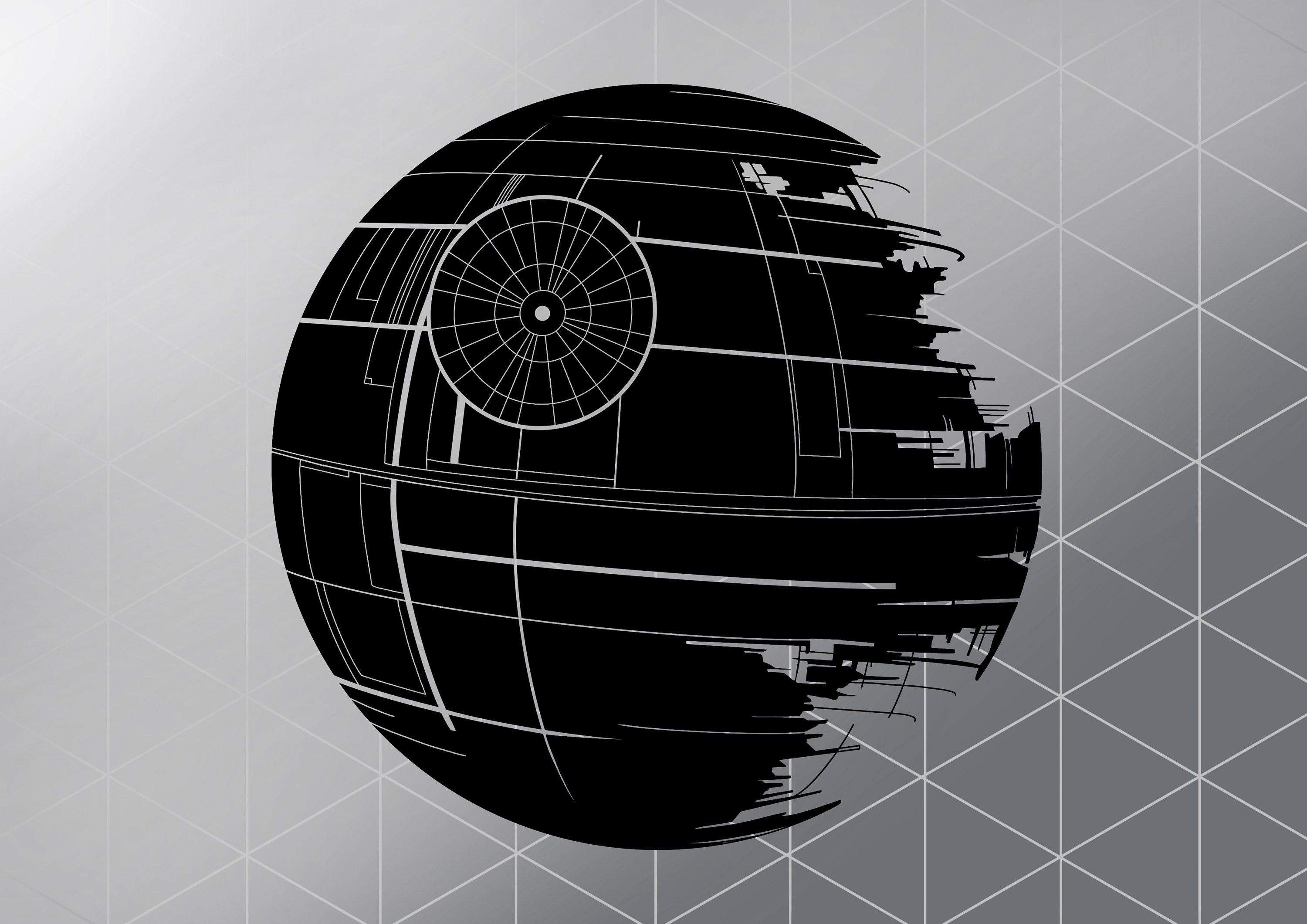 death star black and white