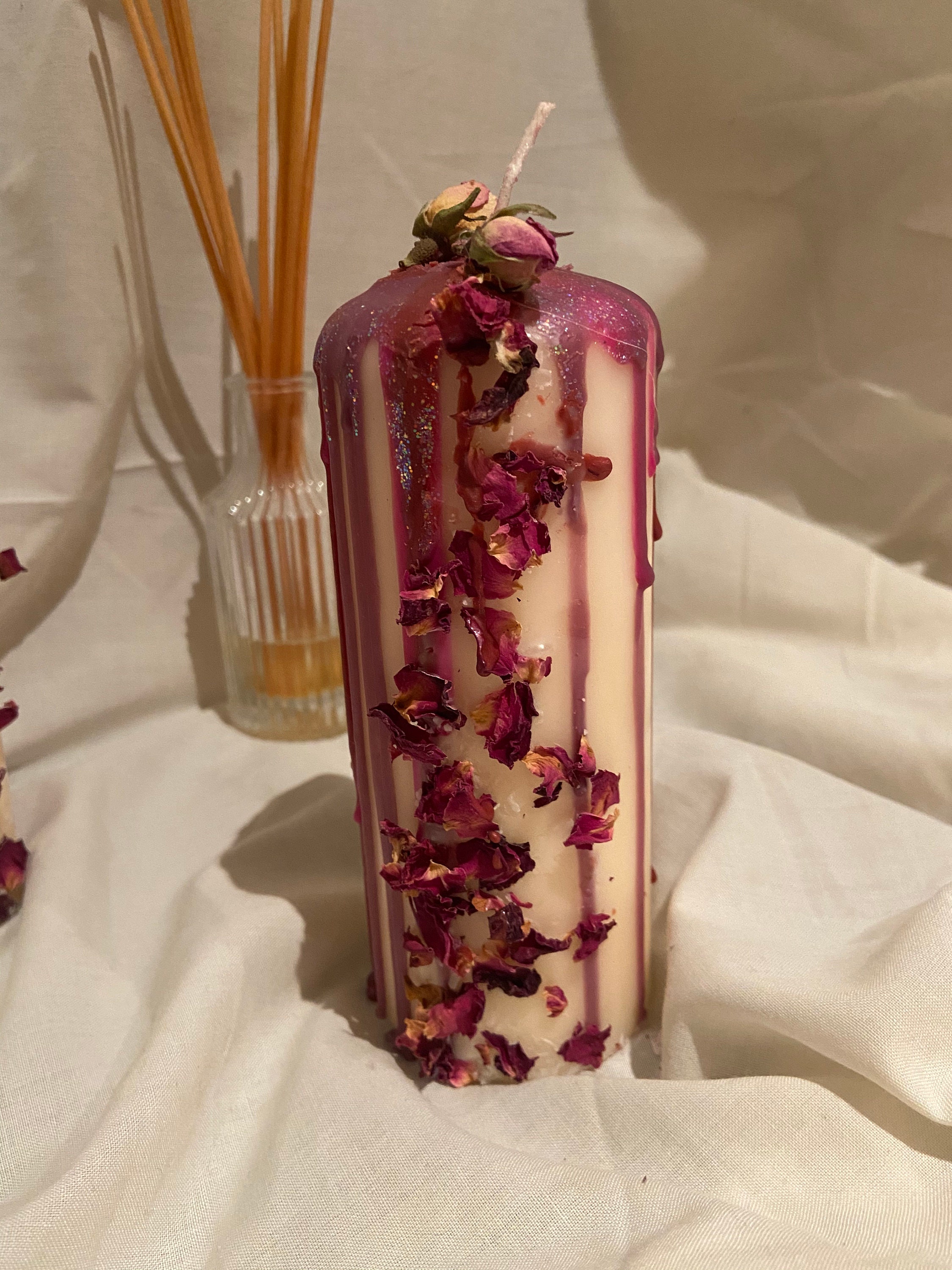 Pink drip candle Etsy