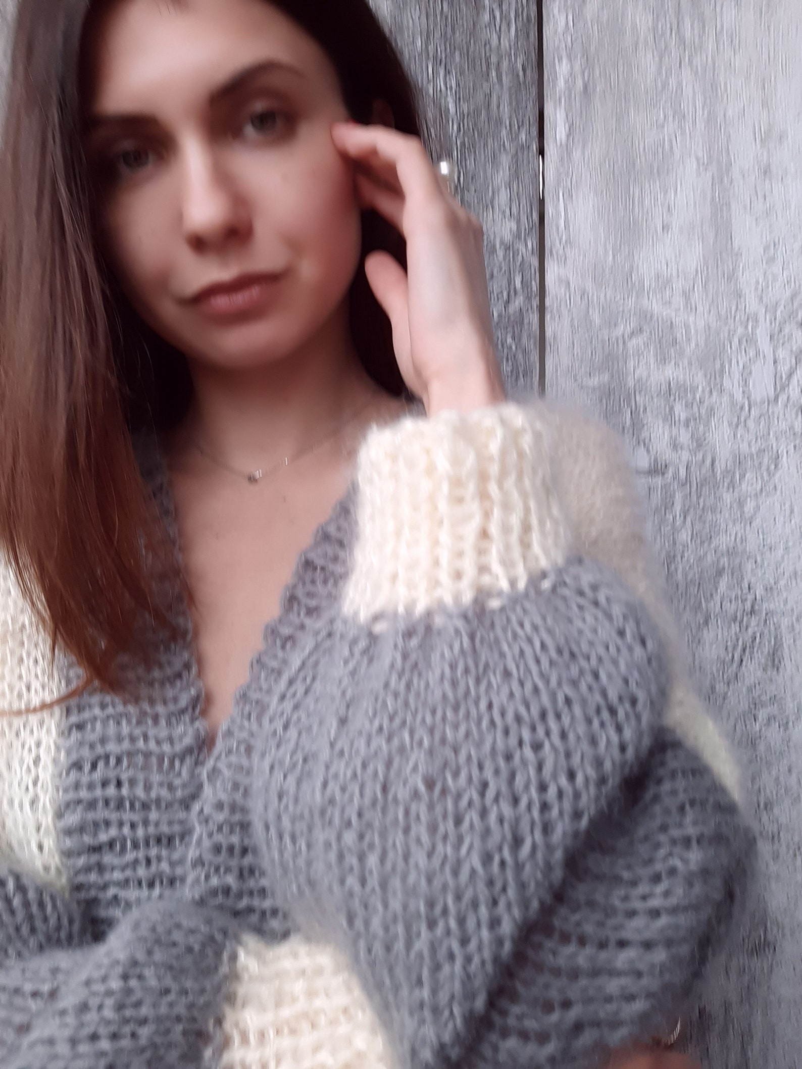 grey mohair cardigan
