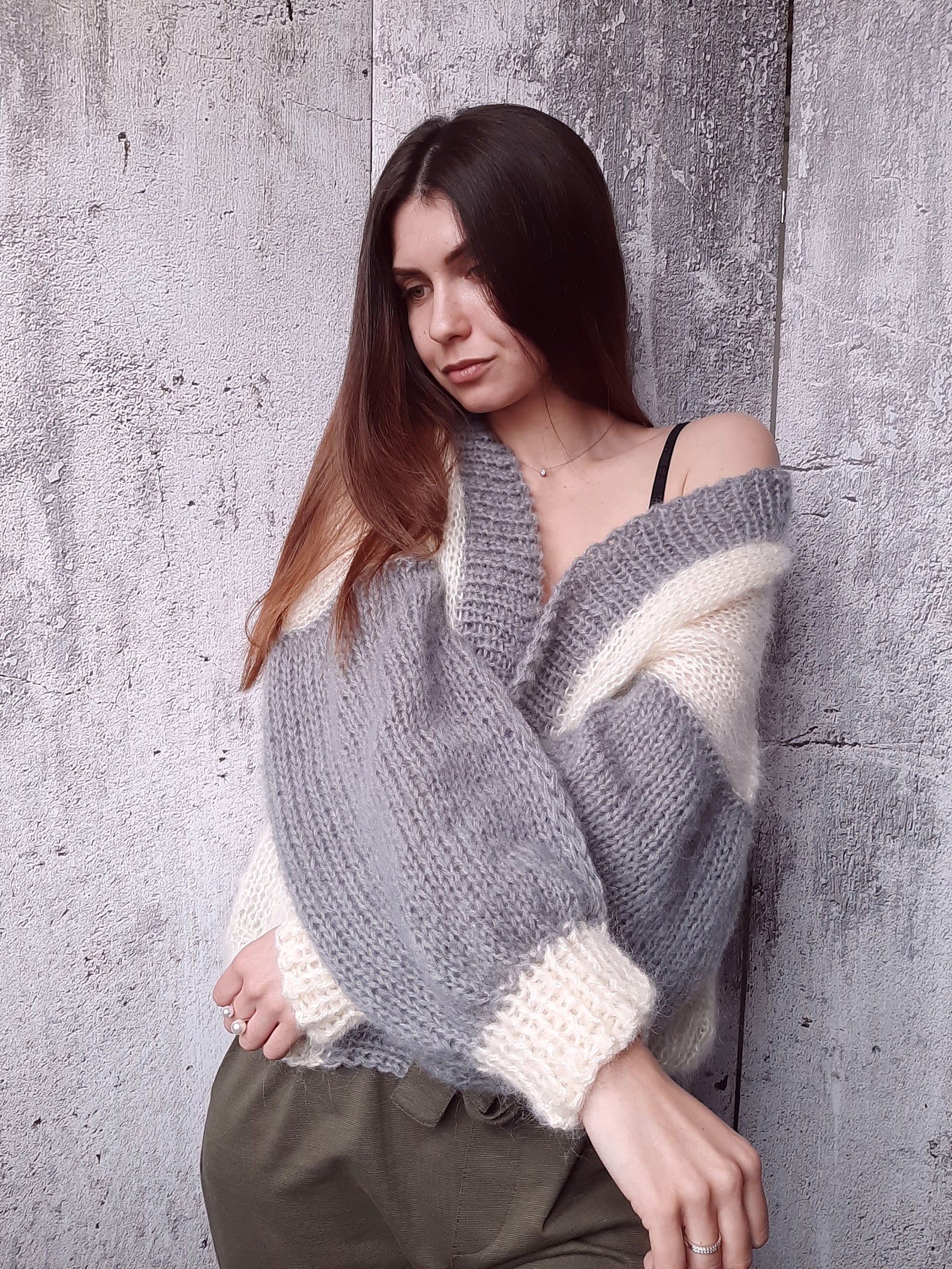 grey fluffy cardigan