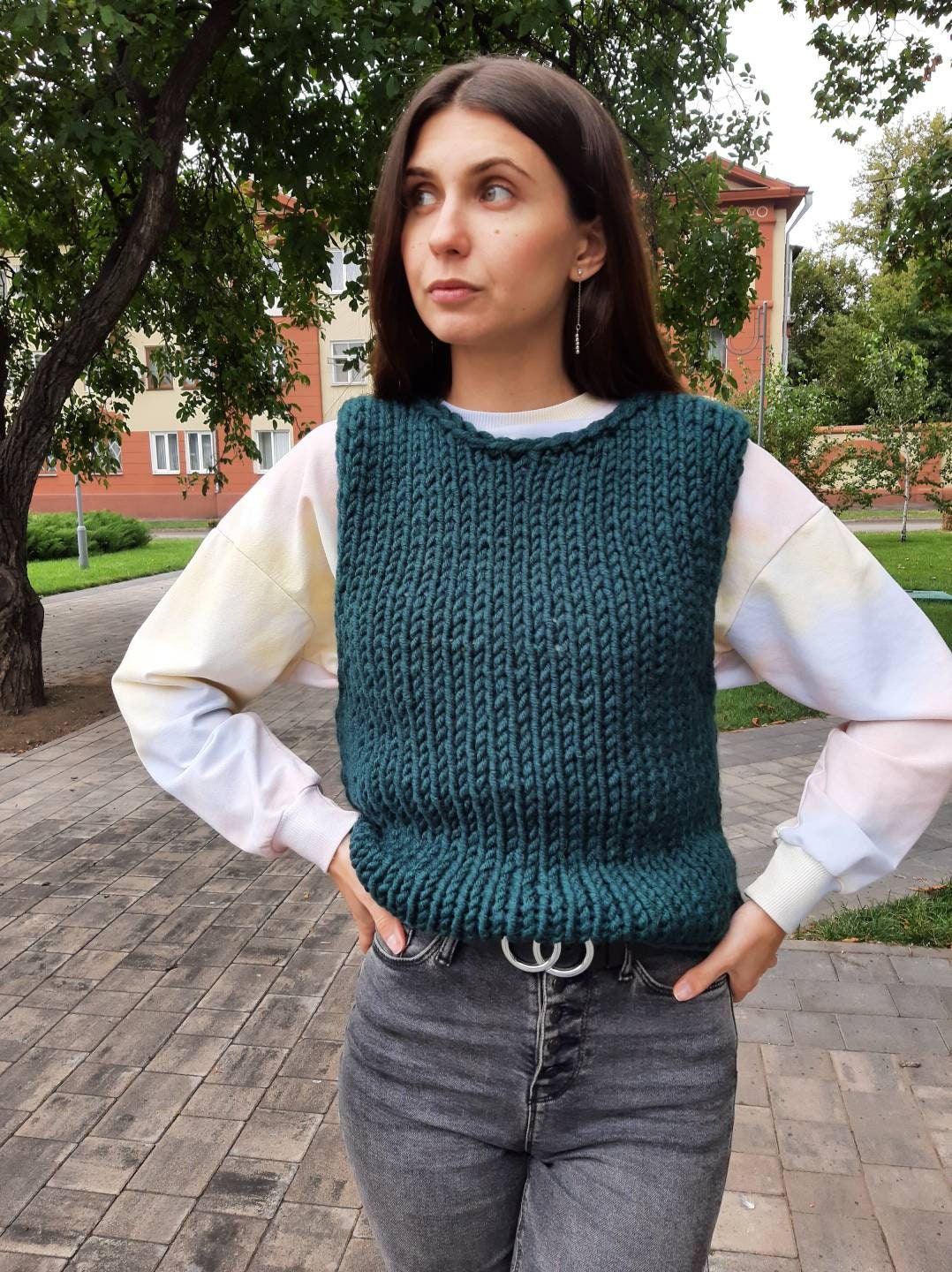 Oversized Knit Vest - Etsy