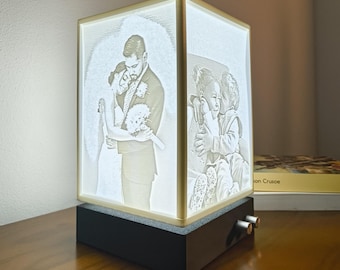 Lámpara de litofanía personalizada: luz giratoria para fotos personalizadas