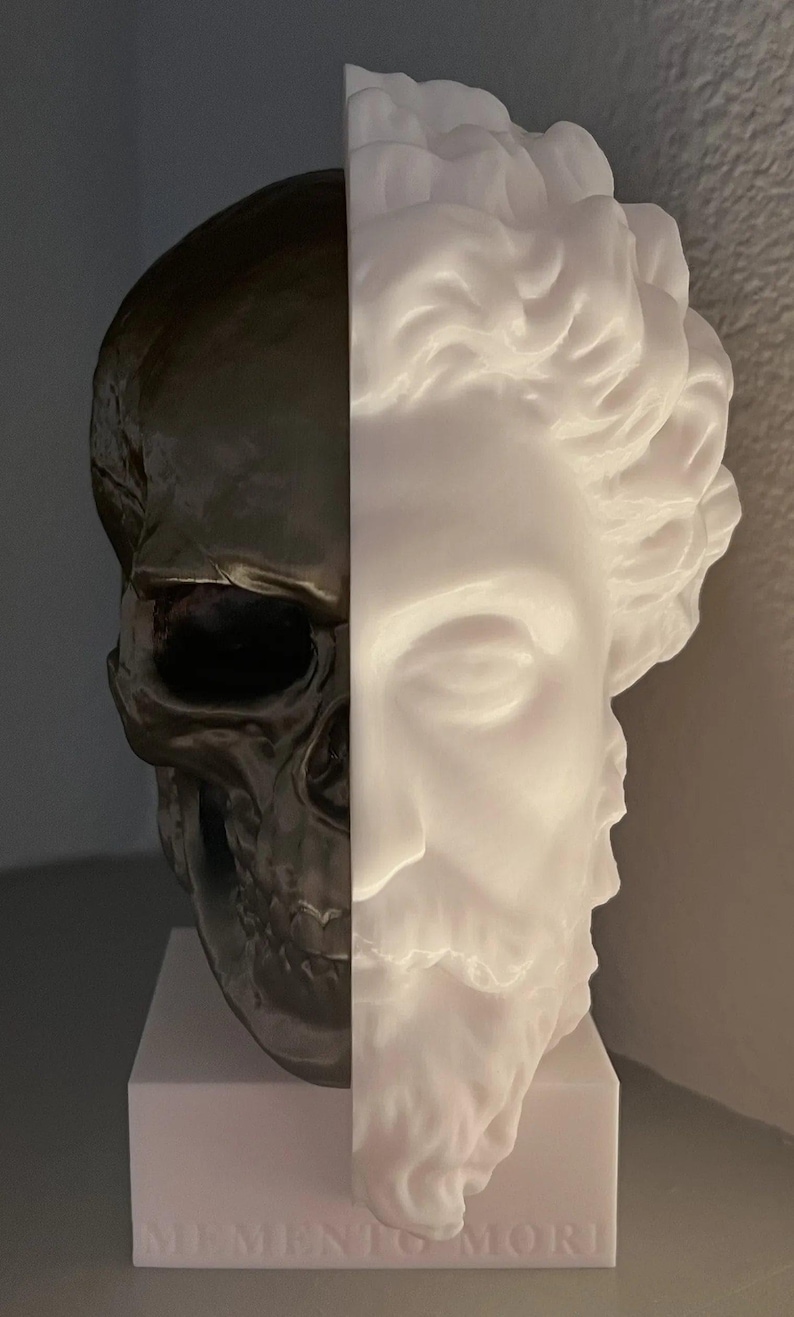 Marcus Aurelius: Memento Mori, Roman Stoic Emperor Bust | Ancient Rome | Office Decor Gift | Roman Empire | Skull | Stoicism | 20cm (8in)