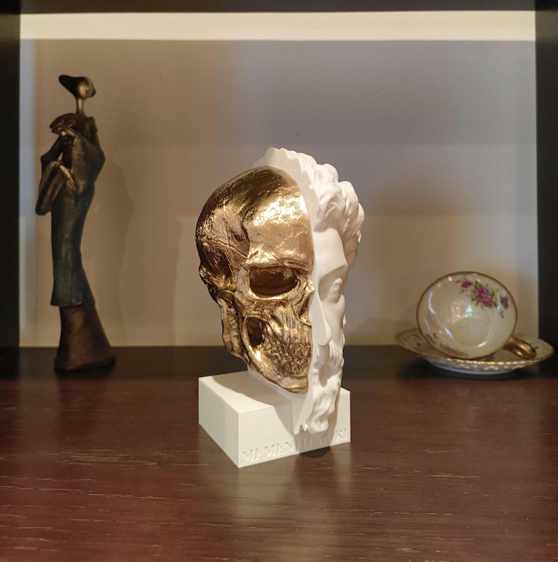 Marcus Aurelius: Memento Mori, Roman Stoic Emperor Bust | Ancient Rome | Office Decor Gift | Roman Empire | Skull | Stoicism | 20cm (8in)