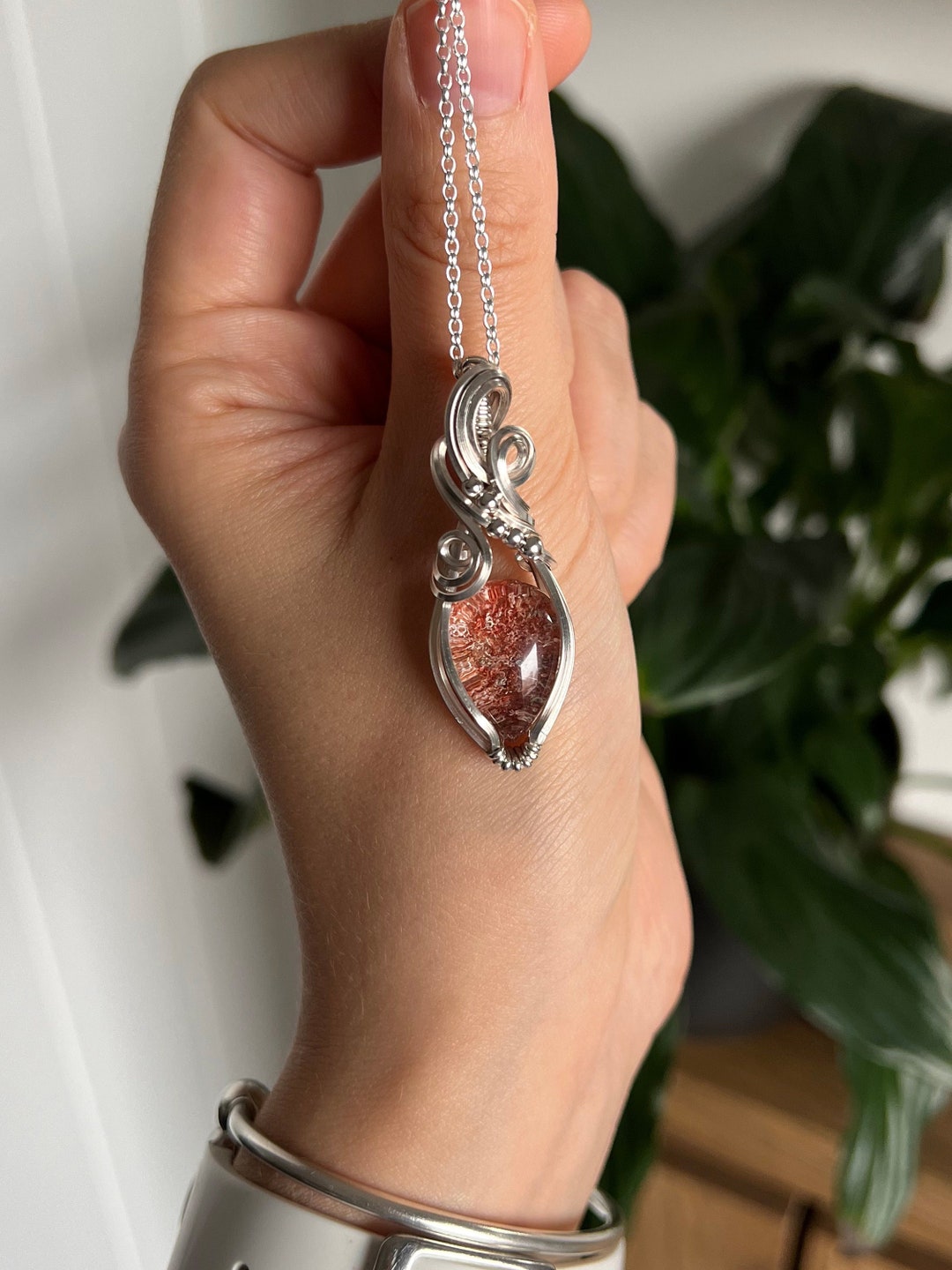 Garden Quartz Pendant Made in Solid Sterling Silver Etsy