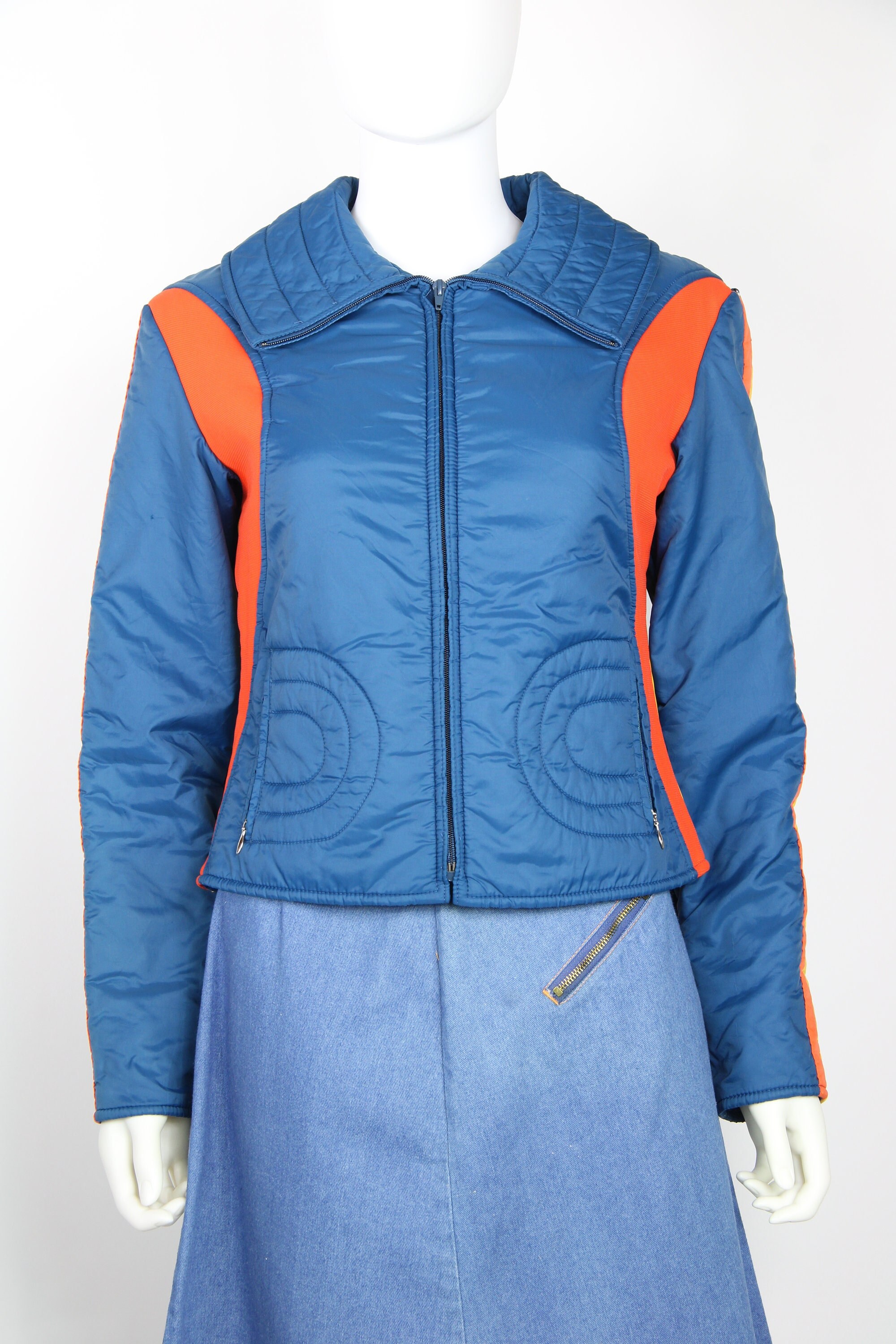 Vintage Robbe 1970s Blue, Orange, & Yellow Stripe Women 