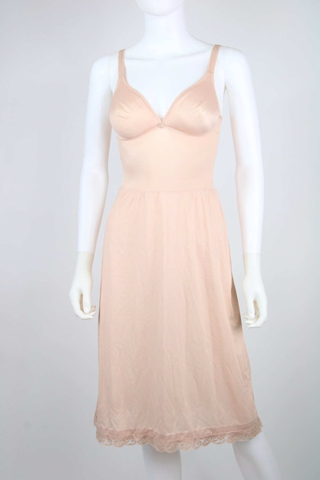 Vintage Olga Shapewear Slip Lingerie Dress Pale Pink 34b Bust Size