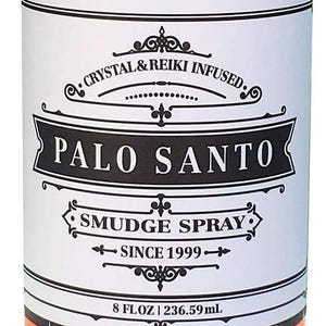8 FL OZ  Palo Santo Smudge Spray Sage & Palo Santo Essential Oils. Crystal/Reiki Infused, Energy Clearing, Purifying, Smokeless Alternative.